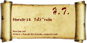 Hendrik Tünde névjegykártya